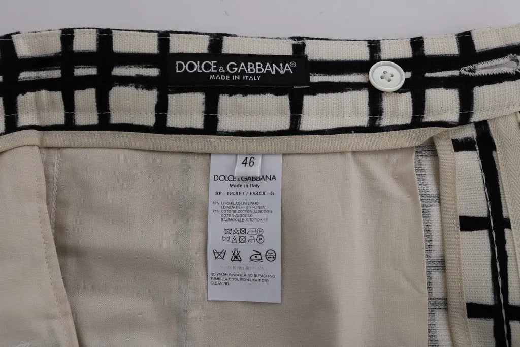 Dolce & Gabbana White Black Striped Casual Shorts - Zeiniez