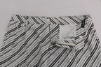 Dolce & Gabbana White Black Striped Casual Shorts - Zeiniez