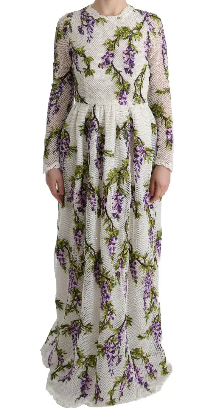 Dolce & Gabbana White Floral Embroidered Maxi Dress - Zeiniez