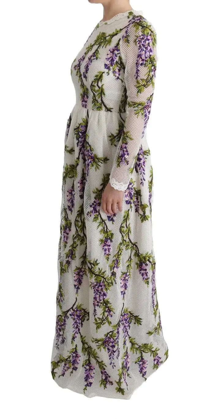 Dolce & Gabbana White Floral Embroidered Maxi Dress - Zeiniez