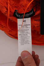 Dolce & Gabbana Orange Floral Ricamo Sheath Long Dress - Zeiniez