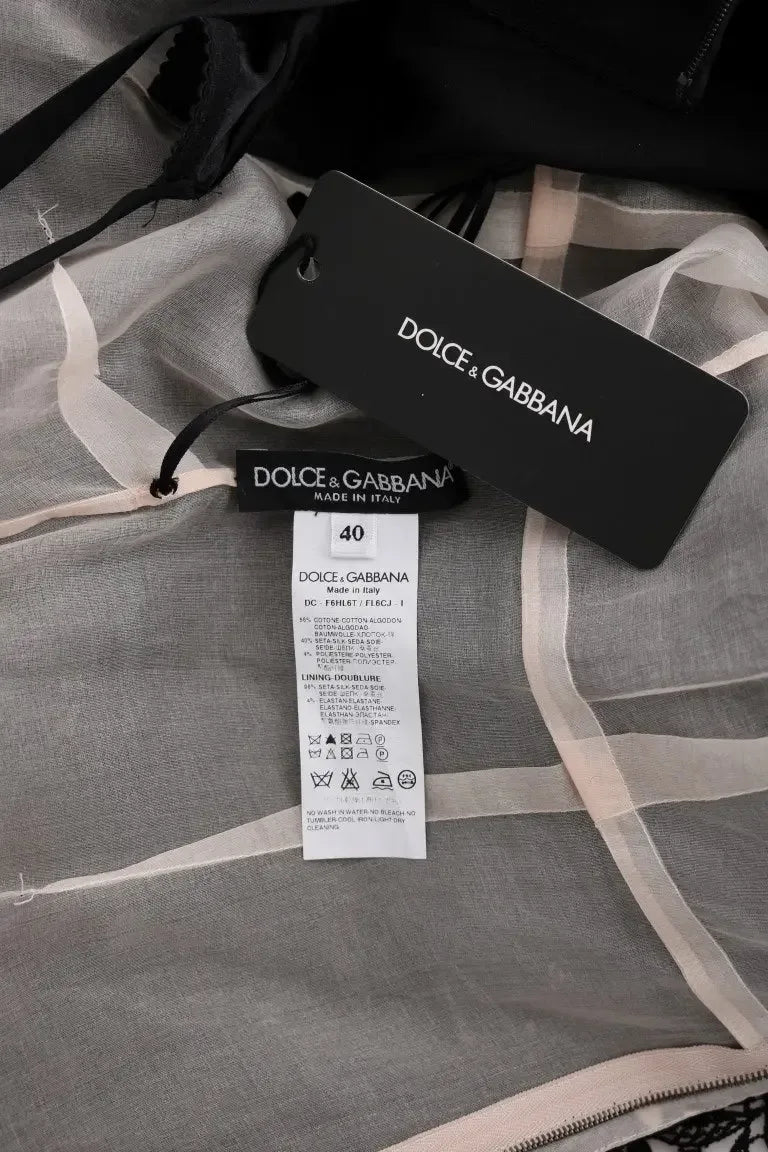 Dolce & Gabbana Black Cotton Silk Floral Long Dress - Zeiniez