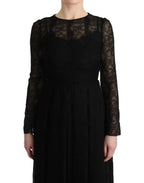 Dolce & Gabbana Black Floral Lace Sheath Silk Dress - Zeiniez