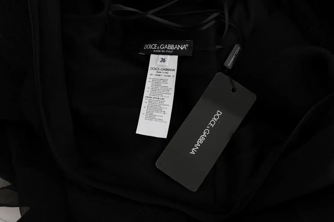 Dolce & Gabbana Black Floral Lace Sheath Silk Dress - Zeiniez