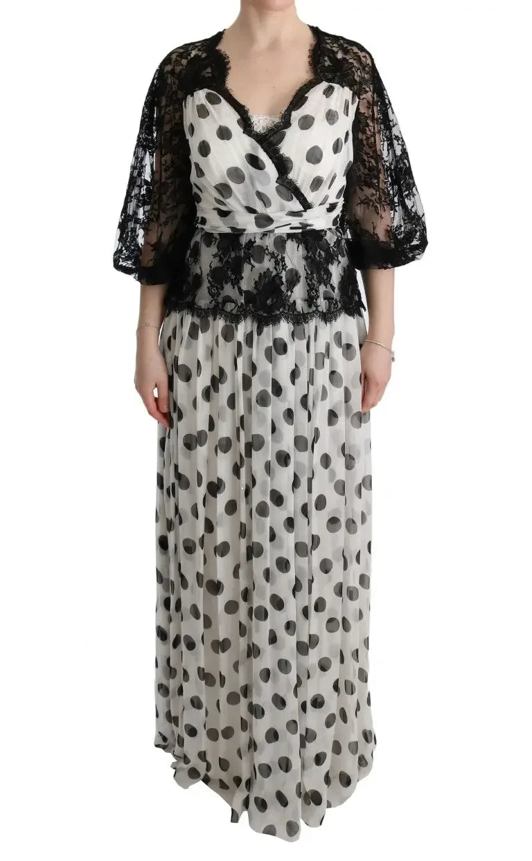 Dolce & Gabbana Black White Polka Dotted Floral Dress - Zeiniez