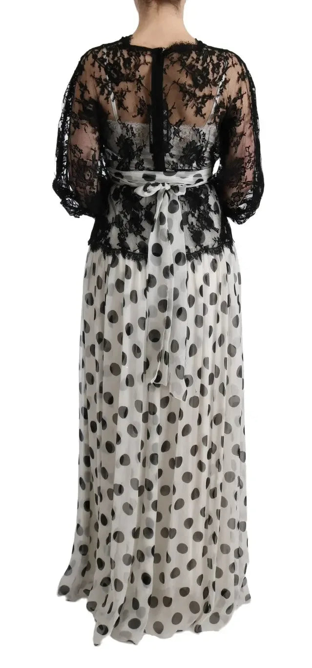 Dolce & Gabbana Black White Polka Dotted Floral Dress - Zeiniez