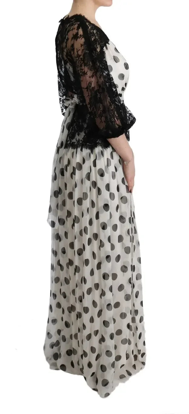 Dolce & Gabbana Black White Polka Dotted Floral Dress - Zeiniez