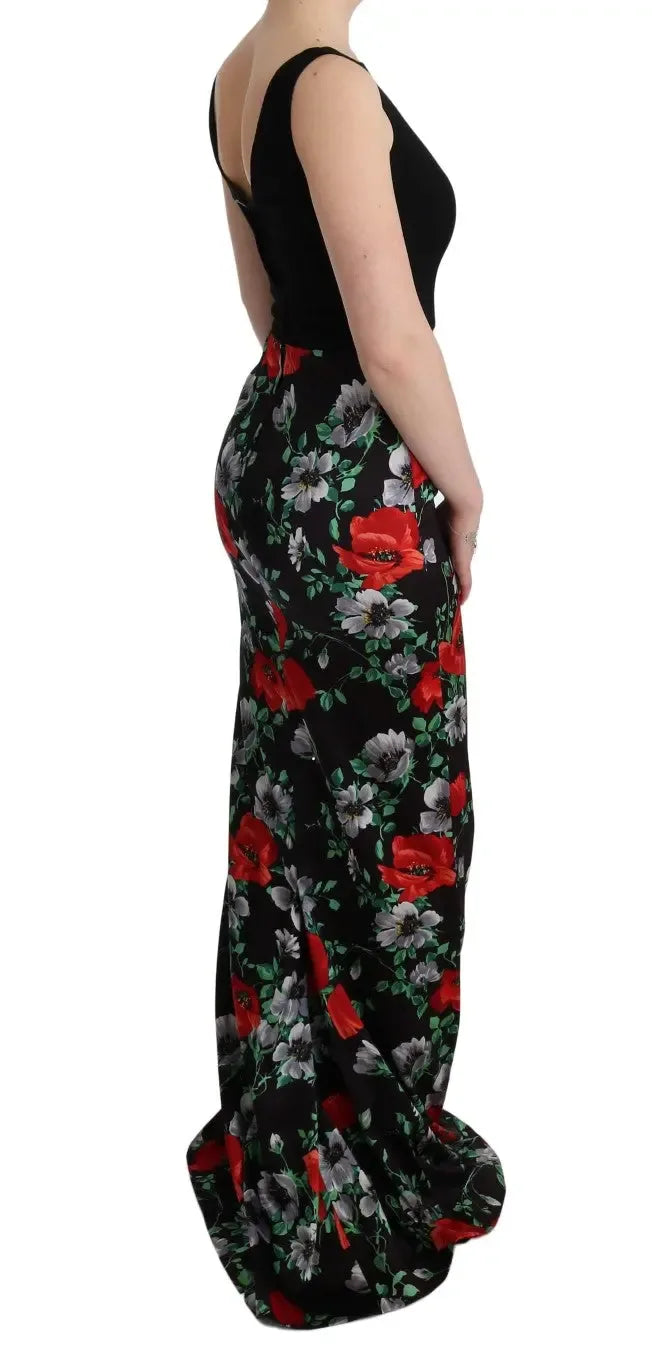 Dolce & Gabbana Multicolor Floral Print Stretch Sheath Long Dress - Zeiniez