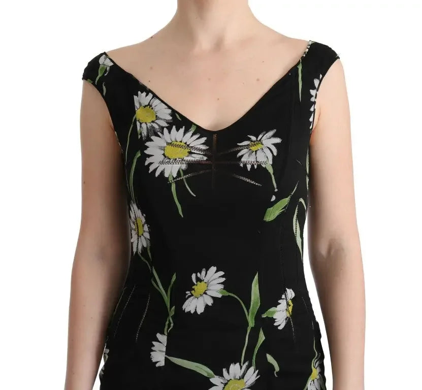 Dolce & Gabbana Sunflower Silk Stretch Sheath Dress - Zeiniez