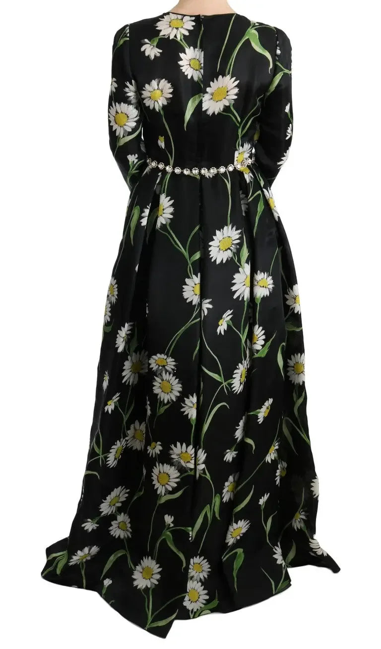 Dolce & Gabbana Multicolor Silk Sunflower Print Long Maxi Dress - Zeiniez