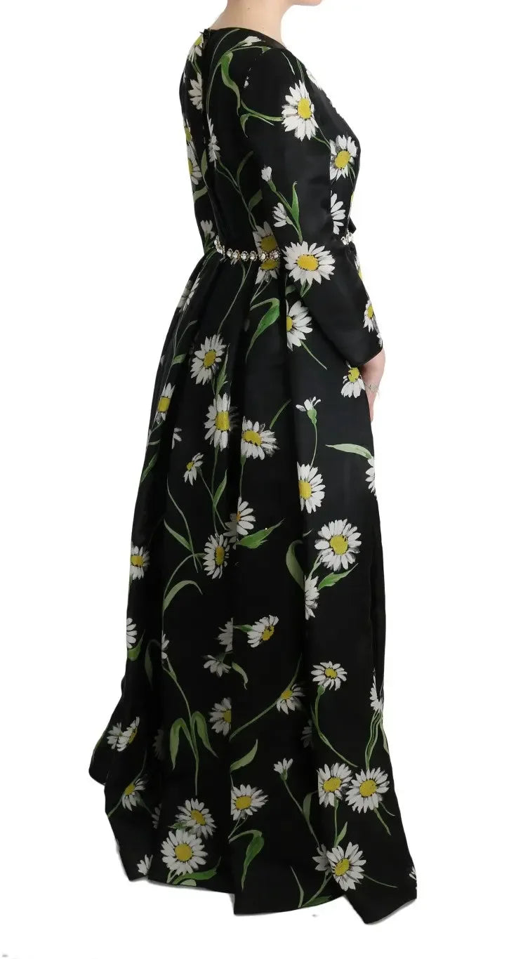 Dolce & Gabbana Multicolor Silk Sunflower Print Long Maxi Dress - Zeiniez