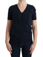 MARGHI LO' Blue 100% Lana Wool Blouse Top - Zeiniez