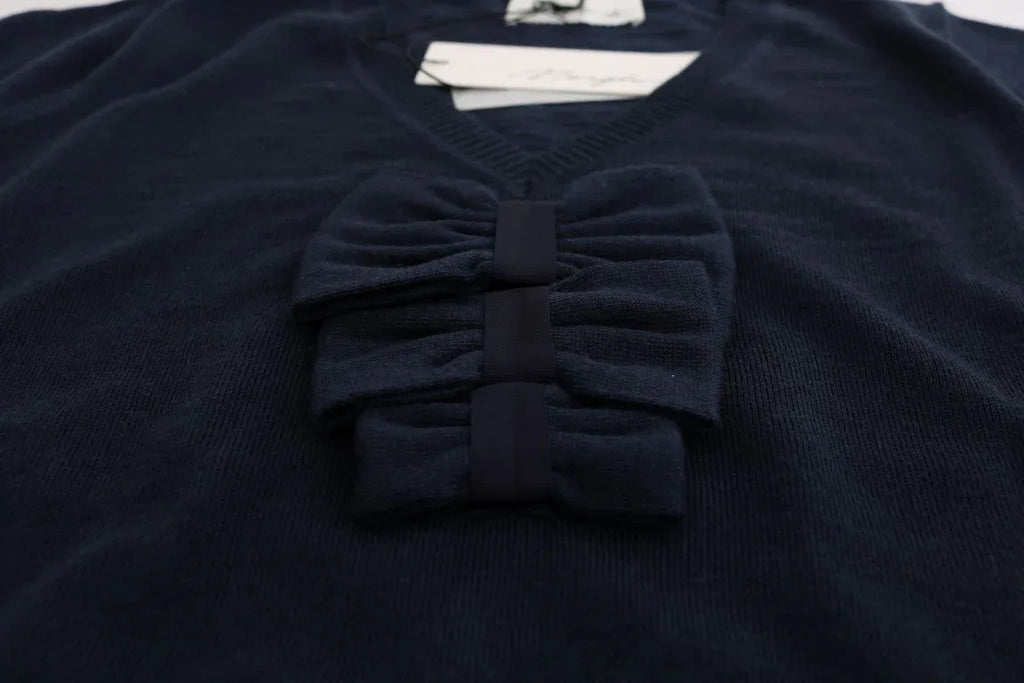 MARGHI LO' Blue 100% Lana Wool Blouse Top - Zeiniez