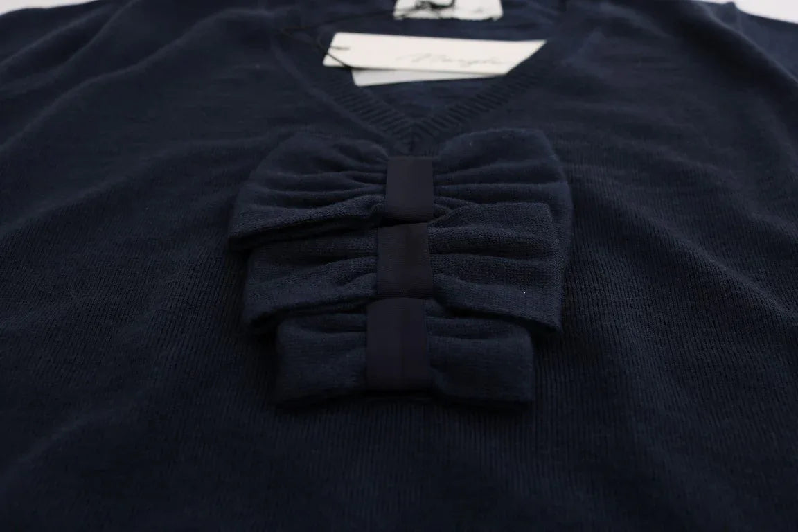 MARGHI LO' Blue 100% Lana Wool Blouse Top - Zeiniez