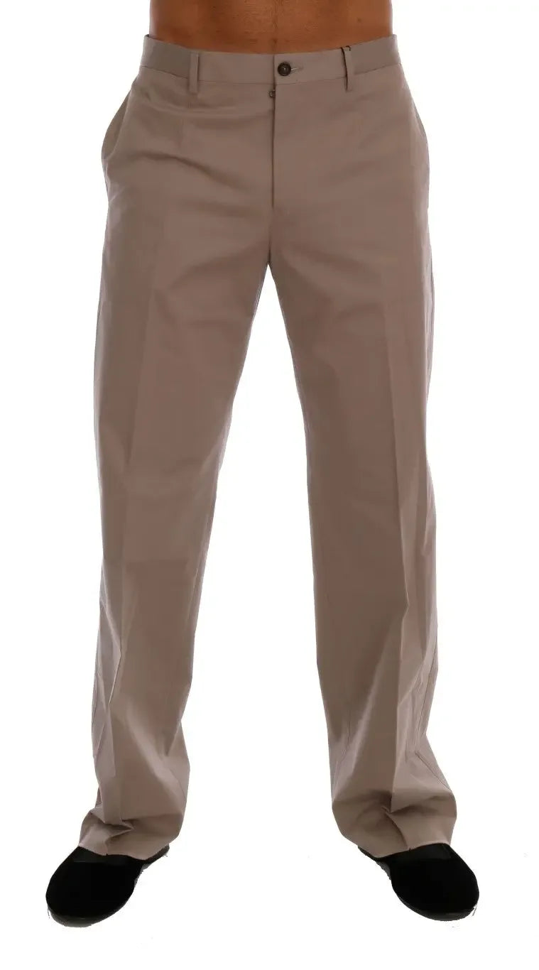 Dolce & Gabbana Beige Cotton Stretch Chinos Pants - Zeiniez