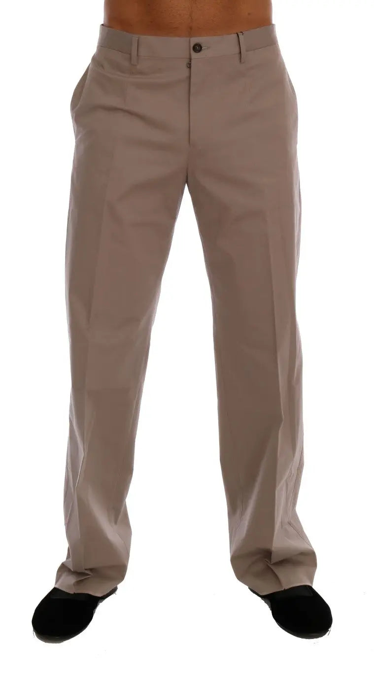 Dolce & Gabbana Beige Cotton Stretch Chinos Pants - Zeiniez