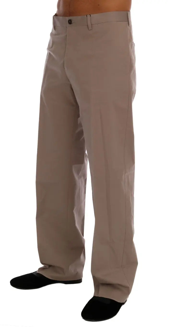 Dolce & Gabbana Beige Cotton Stretch Chinos Pants - Zeiniez