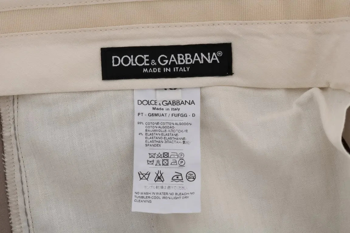 Dolce & Gabbana Beige Cotton Stretch Chinos Pants - Zeiniez