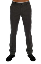 Dolce & Gabbana Gray Wool Striped Formal Pants - Zeiniez
