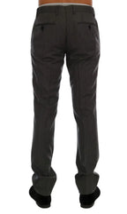 Dolce & Gabbana Gray Wool Striped Formal Pants - Zeiniez