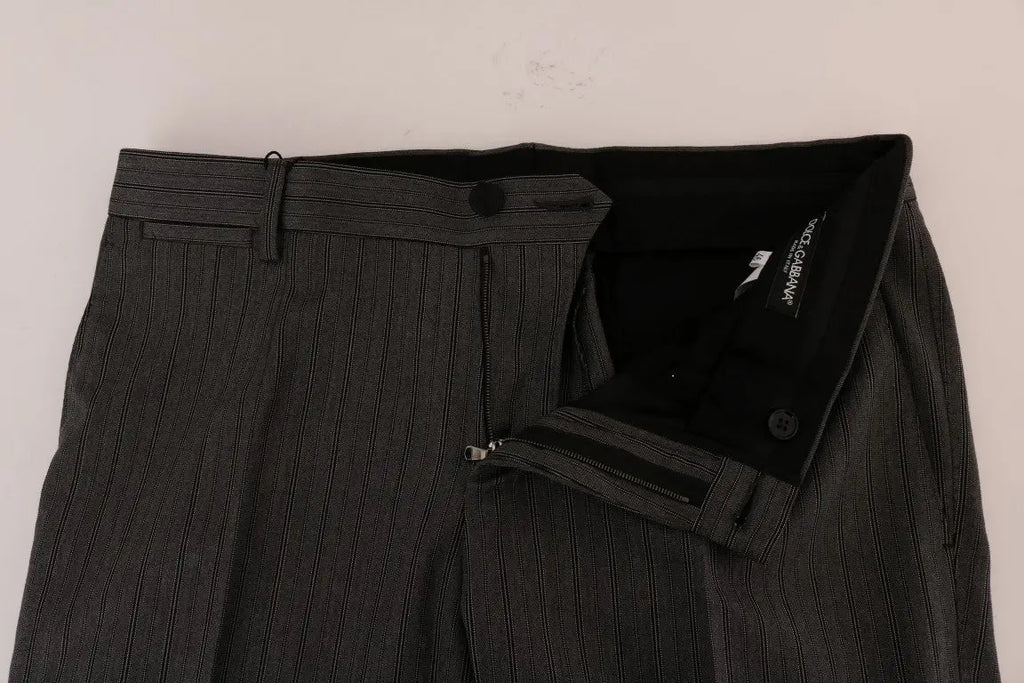 Dolce & Gabbana Gray Wool Striped Formal Pants - Zeiniez