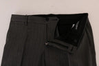Dolce & Gabbana Gray Wool Striped Formal Pants - Zeiniez