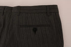 Dolce & Gabbana Gray Wool Striped Formal Pants - Zeiniez