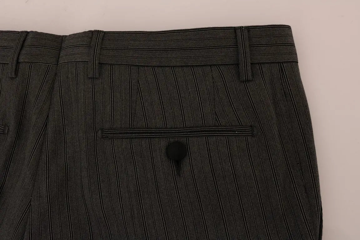 Dolce & Gabbana Gray Wool Striped Formal Pants - Zeiniez