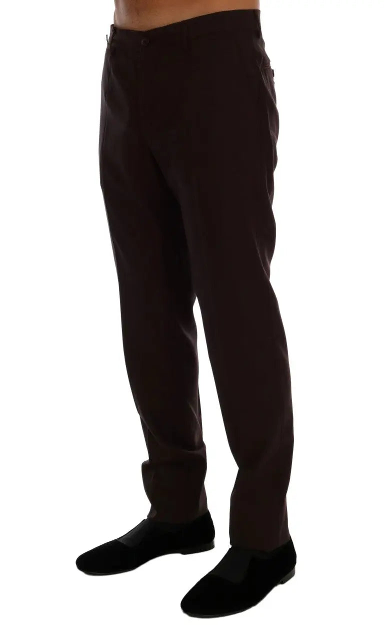Dolce & Gabbana Purple Wool Stretch Formal Pants - Zeiniez