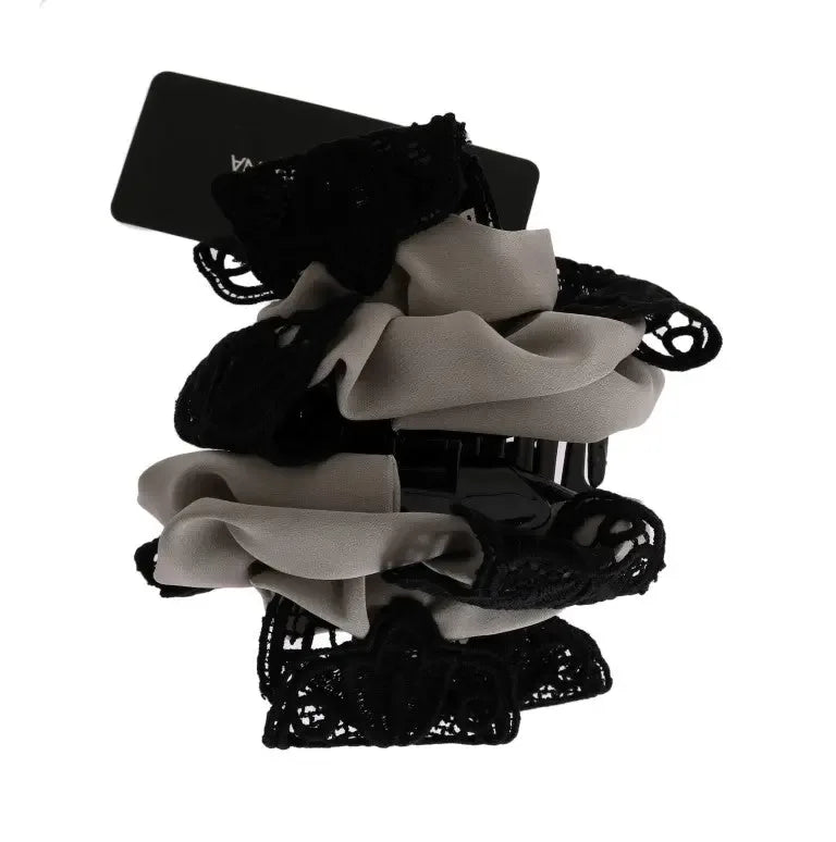 Dolce & Gabbana Gray Silk Black Lace Hair Claw - Zeiniez