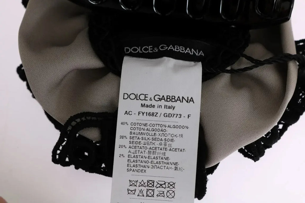 Dolce & Gabbana Gray Silk Black Lace Hair Claw - Zeiniez