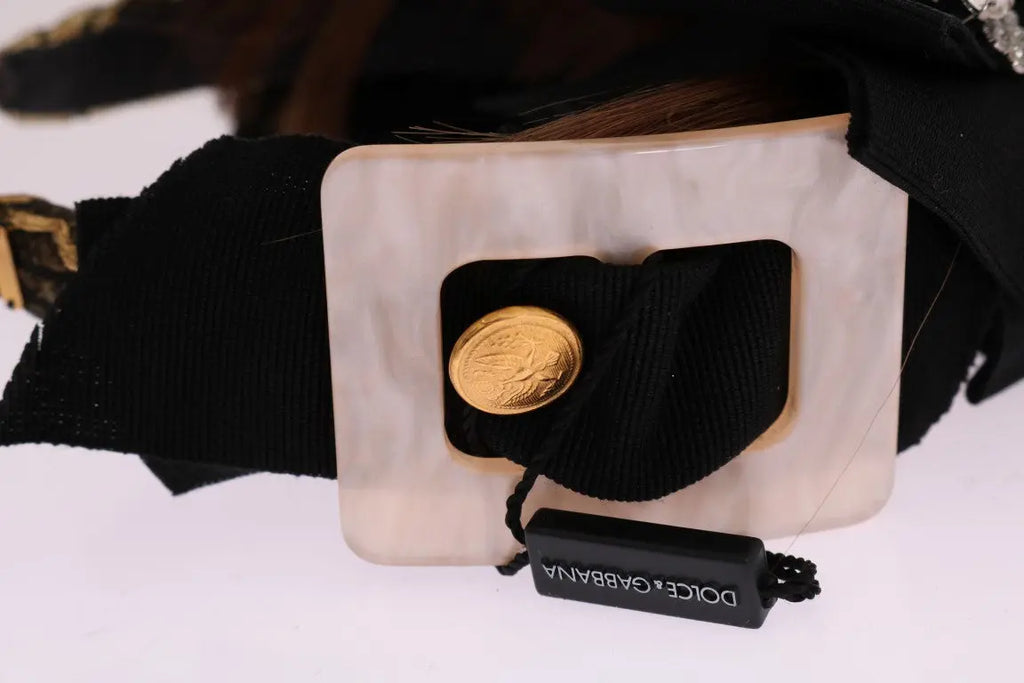 Dolce & Gabbana Clear Crystal Brown Hair Headband - Zeiniez