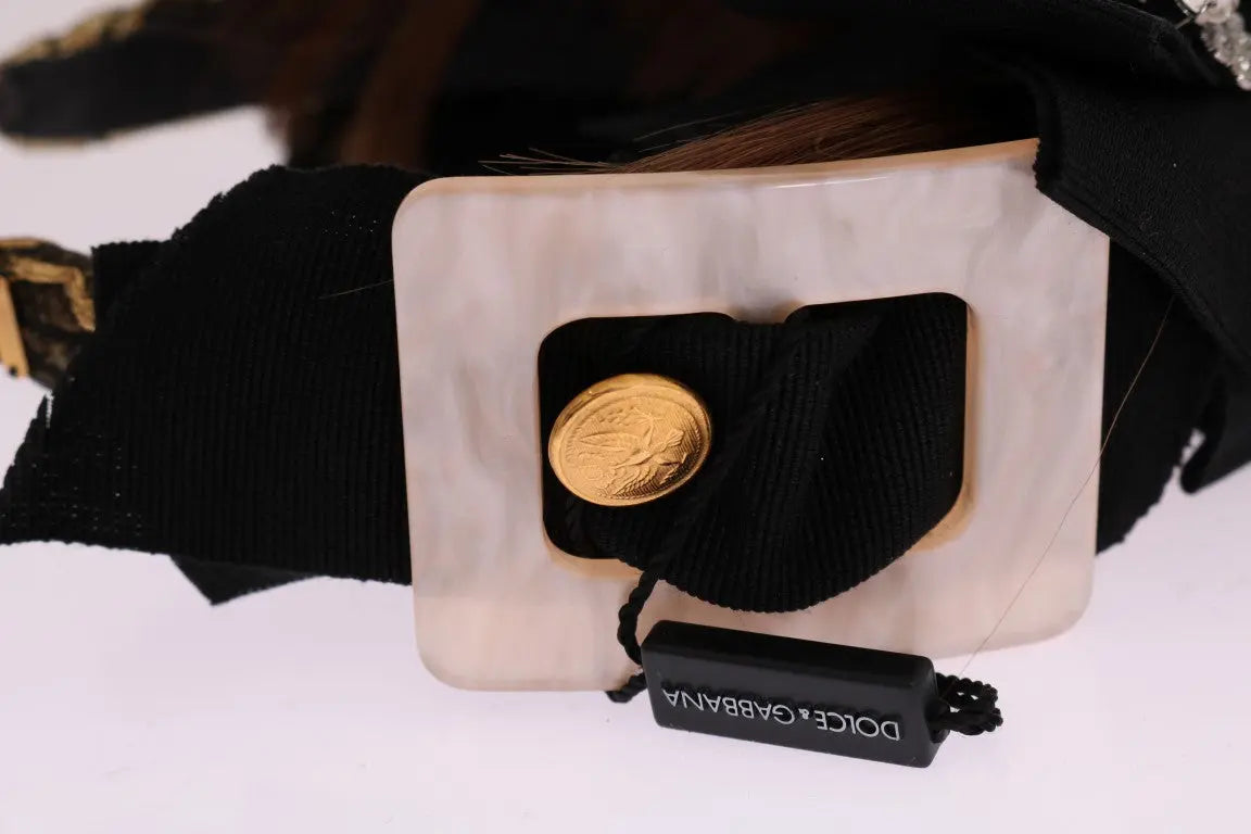 Dolce & Gabbana Clear Crystal Brown Hair Headband - Zeiniez