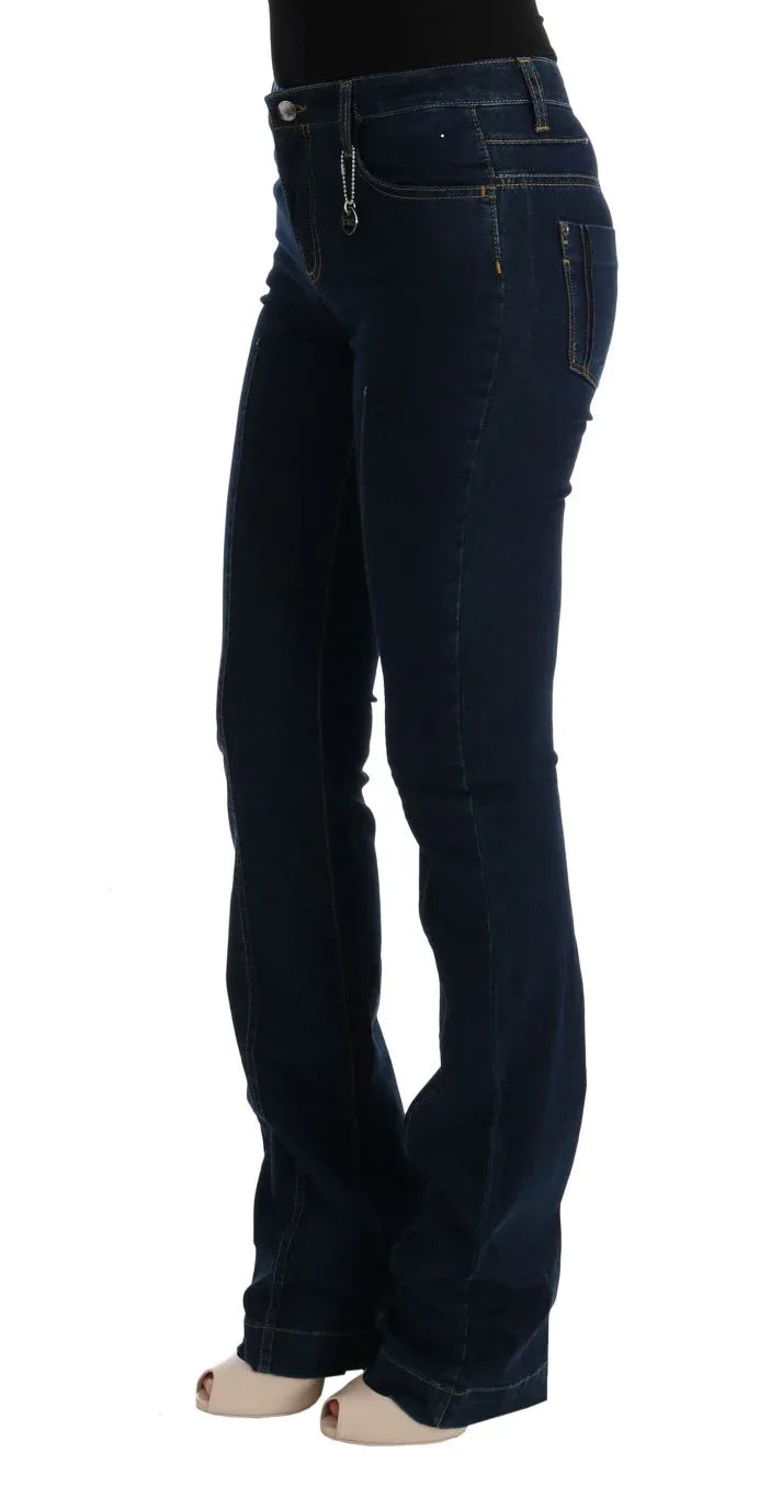 Costume National Blue Cotton Bootcut Flared Jeans - Zeiniez