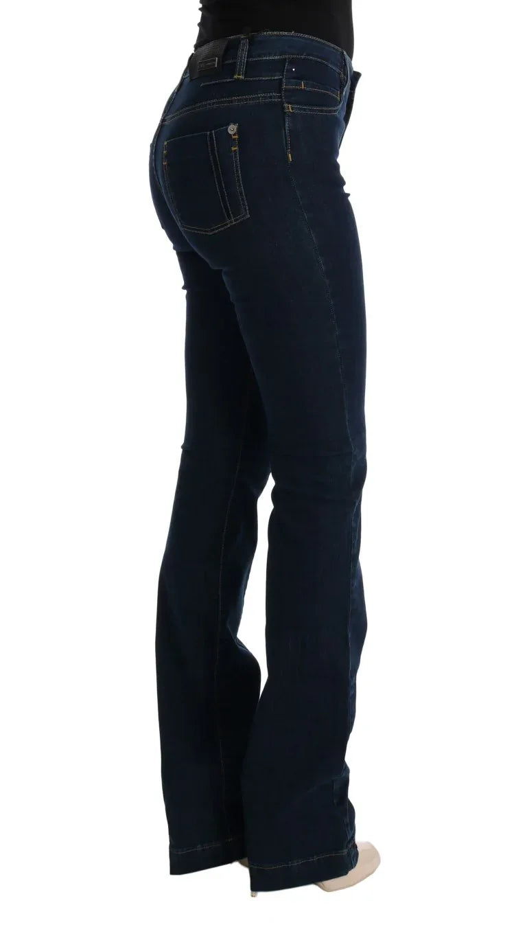 Costume National Blue Cotton Bootcut Flared Jeans - Zeiniez