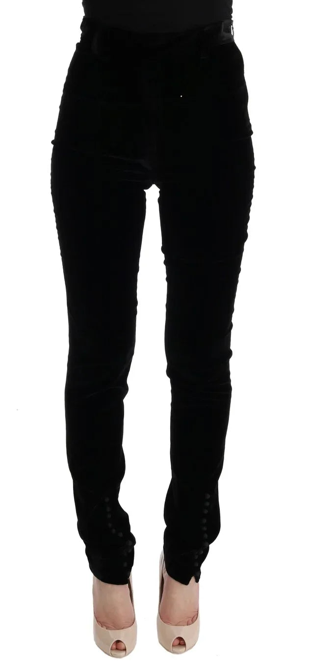 Ermanno Scervino Black Velvet Slim Fit Pants - Zeiniez