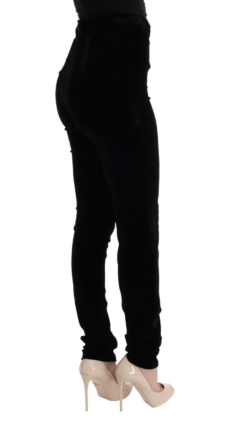 Ermanno Scervino Black Velvet Slim Fit Pants - Zeiniez