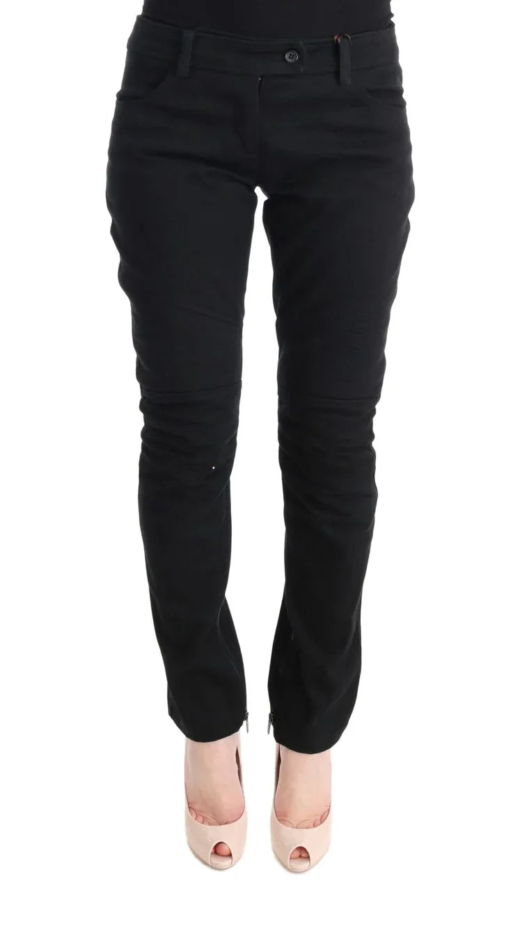 Ermanno Scervino Black Cotton Slim Fit Casual Pants - Zeiniez