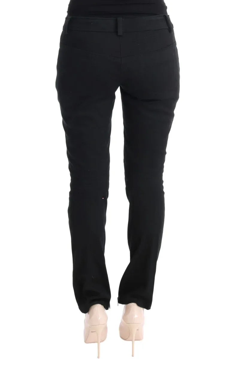 Ermanno Scervino Black Cotton Slim Fit Casual Pants - Zeiniez