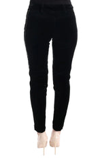 Ermanno Scervino Black Viscose Blend Velvet Cropped Pants - Zeiniez
