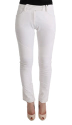 Ermanno Scervino White Cotton Slim Fit Casual Pants - Zeiniez