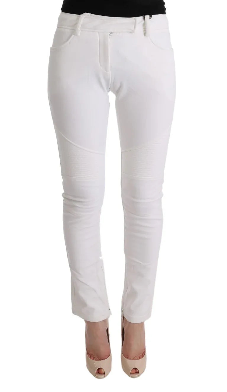 Ermanno Scervino White Cotton Slim Fit Casual Pants - Zeiniez