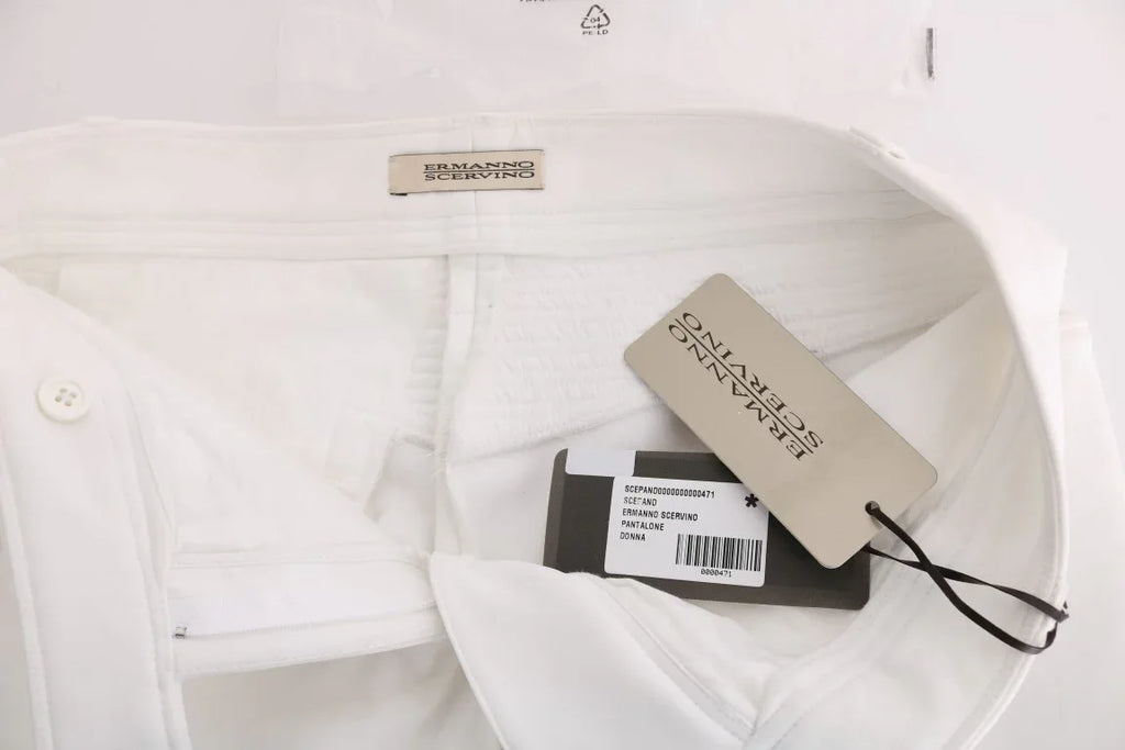 Ermanno Scervino White Cotton Slim Fit Casual Pants - Zeiniez