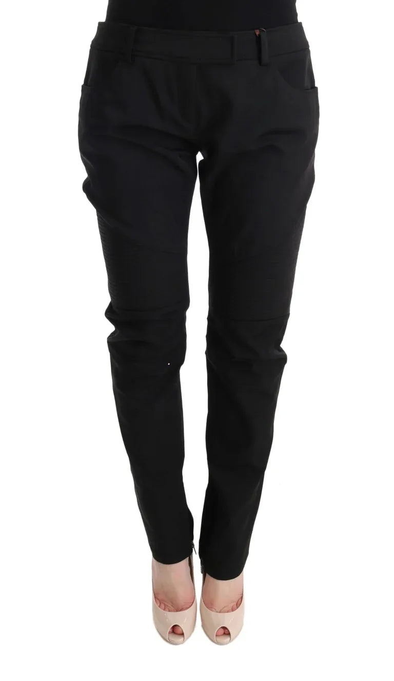 Ermanno Scervino Black Cotton Slim Fit Casual Pants - Zeiniez