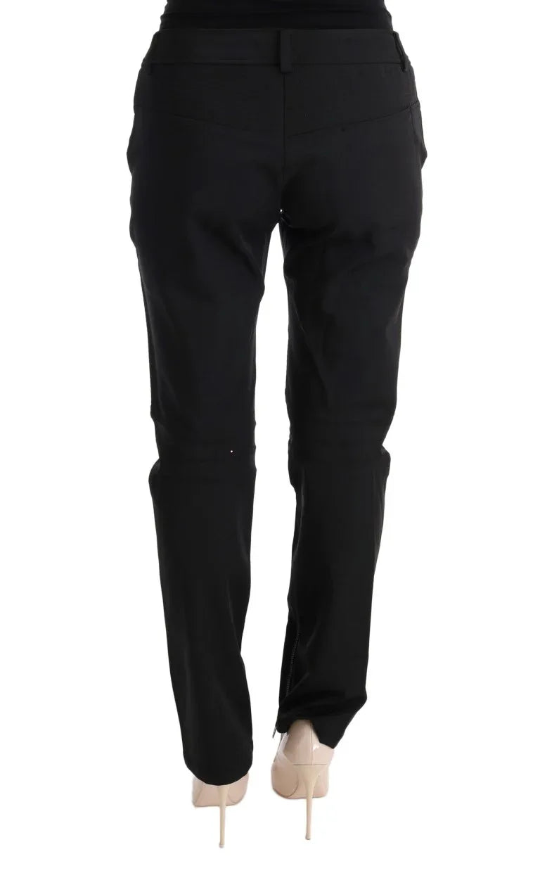 Ermanno Scervino Black Cotton Slim Fit Casual Pants - Zeiniez