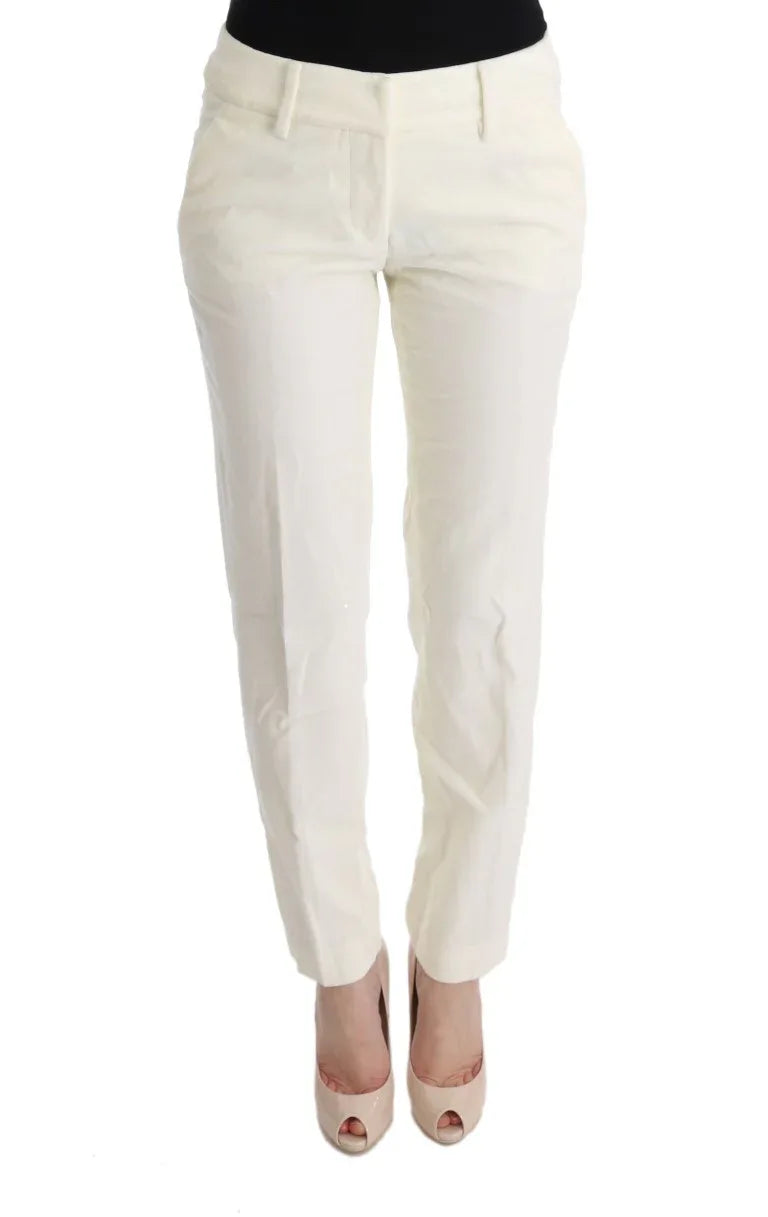 Ermanno Scervino White Cotton Regular Fit Casual Pants - Zeiniez