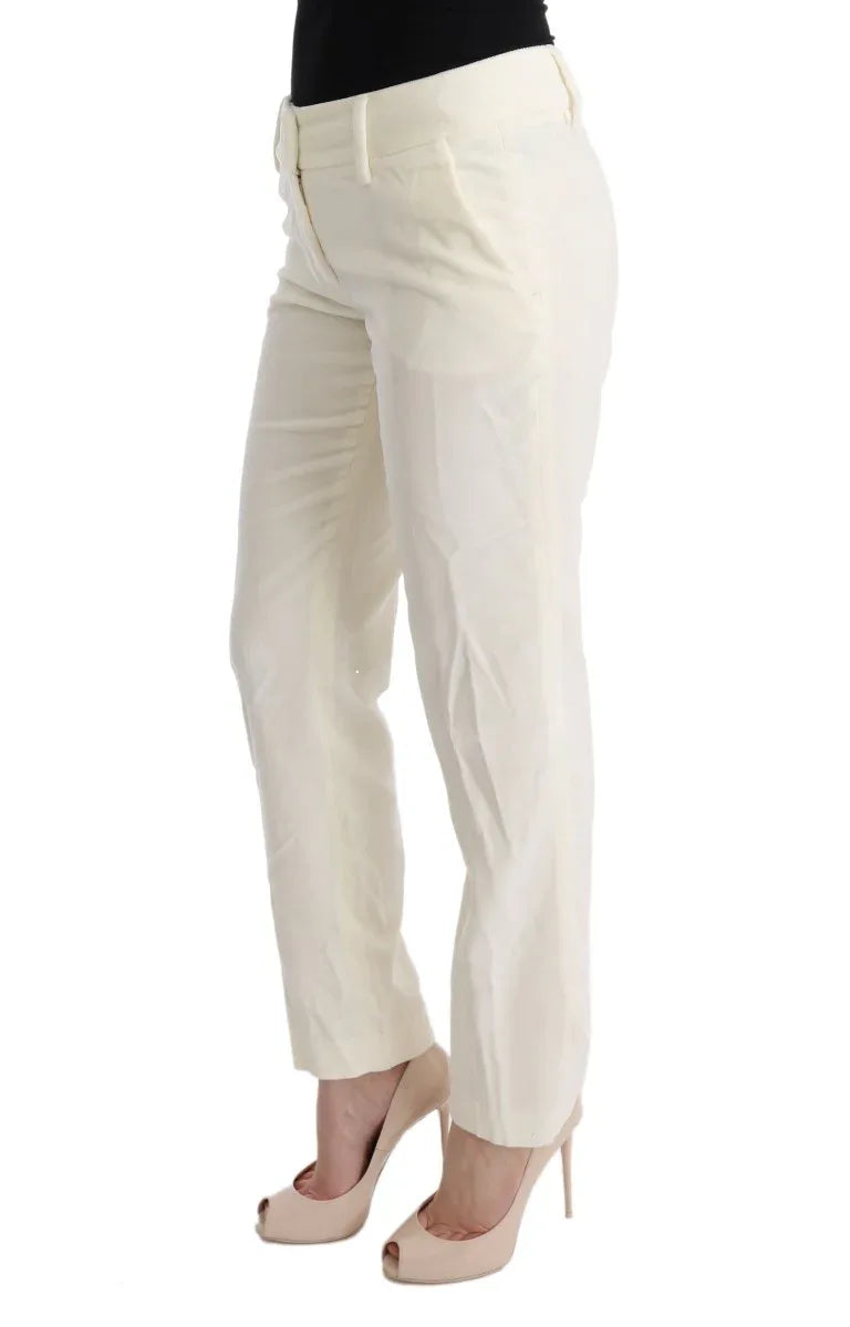 Ermanno Scervino White Cotton Regular Fit Casual Pants - Zeiniez