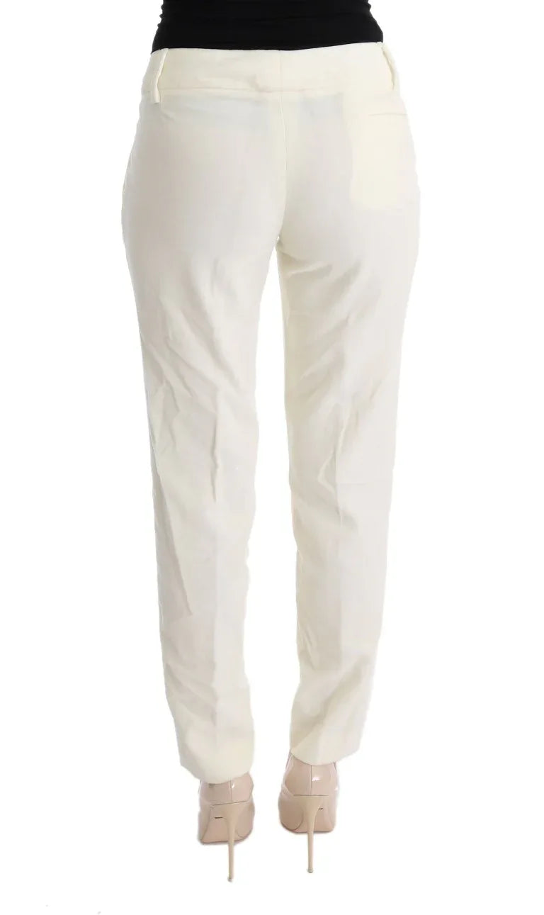 Ermanno Scervino White Cotton Regular Fit Casual Pants - Zeiniez