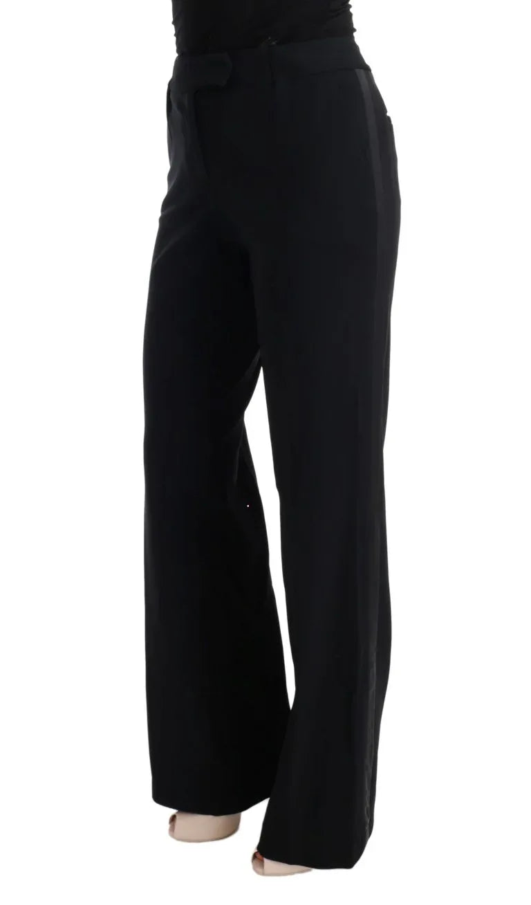 Ermanno Scervino Black Viscose Flare Bootcut Pants - Zeiniez