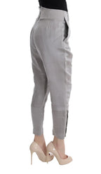 Ermanno Scervino Gray Silk Cropped Casual Pants - Zeiniez